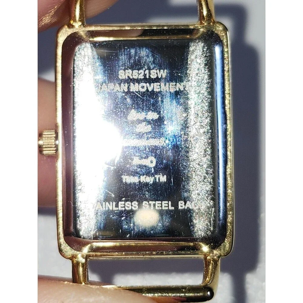 KEEP Collective Rectangular Gold Watch with Black & Cream Leopard Strap